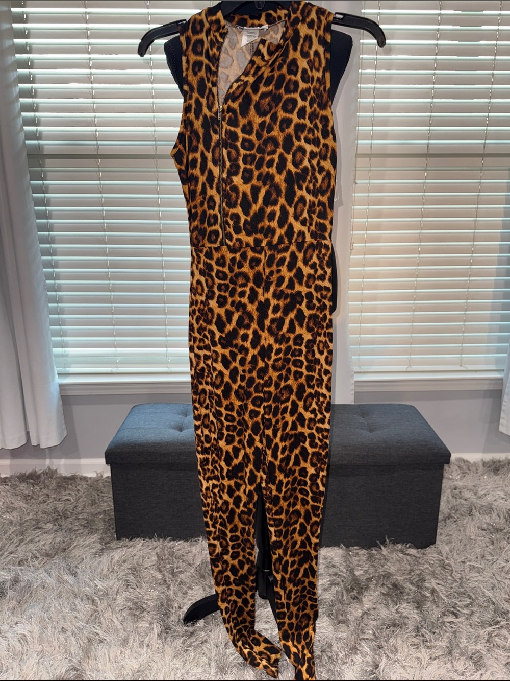 Leopard Print Sleeveless Jumpsuit - Animal Print Brown